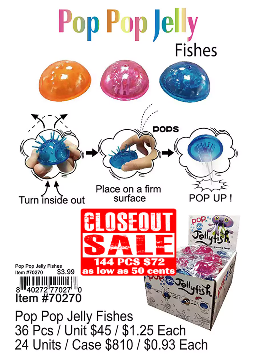 Pop Pop Jelly Fishes - Closeout 144 Pcs.